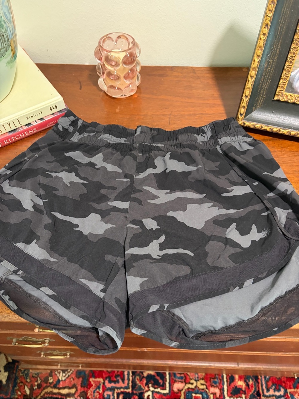 Athleta Black and Gray Camo Athletic Shorts